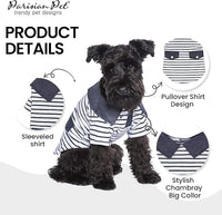 Parisian Pet Preppy Boy Polo Dog Shirt – Puppy Outfits – 100% Cotton Doggie Clothes – Cute Machine Washable Puppy Apparel - Dog Shirts for Small Dogs S
