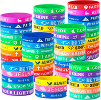Bible Verse Bracelets – 80 Pcs Bulk Jesus Silicone Wristbands – Fun for Kids & Family - Bright Color