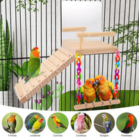KyoukiBird Perch Platform Bird Toys with Bird Mirror Climbing Ladder - image 3