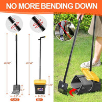 LANNEY Pooper Scooper - 46" Long Adjustable Handle Dog Pooper Scooper, Swivel Bin, Rake and 35 Waste Bag, Heavy Duty Poop Scooper for Large Medium Small Yard Dog Pet