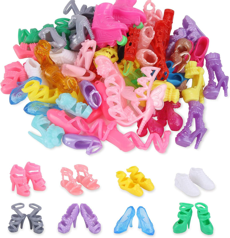 JANYUN 30 Pairs Doll Shoes Various Styles Replacement High Heel Boot – Fun for Kids & Family - 50