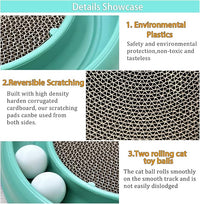 Interactive Cat Ball Track Toy for Indoor Cats, Cat Scratching Board & Exercise Set for Bored Indoor Adult and Kitten Mental & Physical Stimulation, with Spare Ball to Prevent Loss (Green)