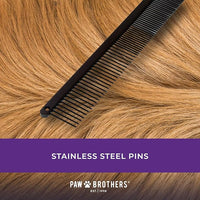 Ryan's Pet Supplies Paw Brothers Greyhound Style Comb for Dogs, Professional Grade Grooming Tool, Remove Knots and Tangles, True Teflon, Fine/Coarse, Ergonomic Handle, 7.5in