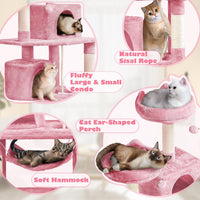 Yaheetech 62.5in Cat Tree with 2 Cat-Ear Perches & 2 Condos - 62.5in / Pink - image 4