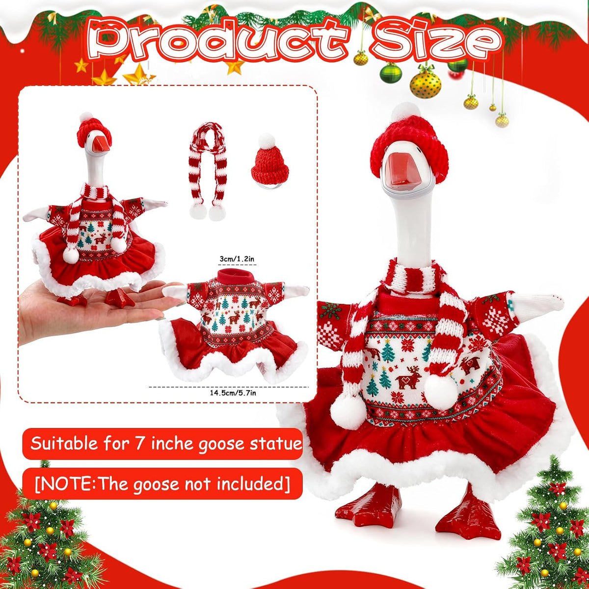 7 Inch Mini Desk Goose Outfits - Christmas Color(sweater) - image 3