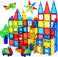 Magnetic Tiles Kids Magnetic Blocks 32PCS Building Sets for Kids Ages - 130pcs Magnetic Tiles With 2 Cars
