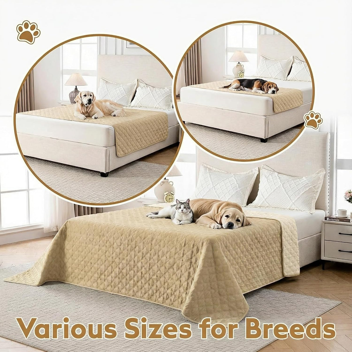 FunFurry Waterproof Dog Blanket, Couch Cover for Dogs Washable - 30 X 53 Inch - 1 Pack / Dark＆light Beige - image 4