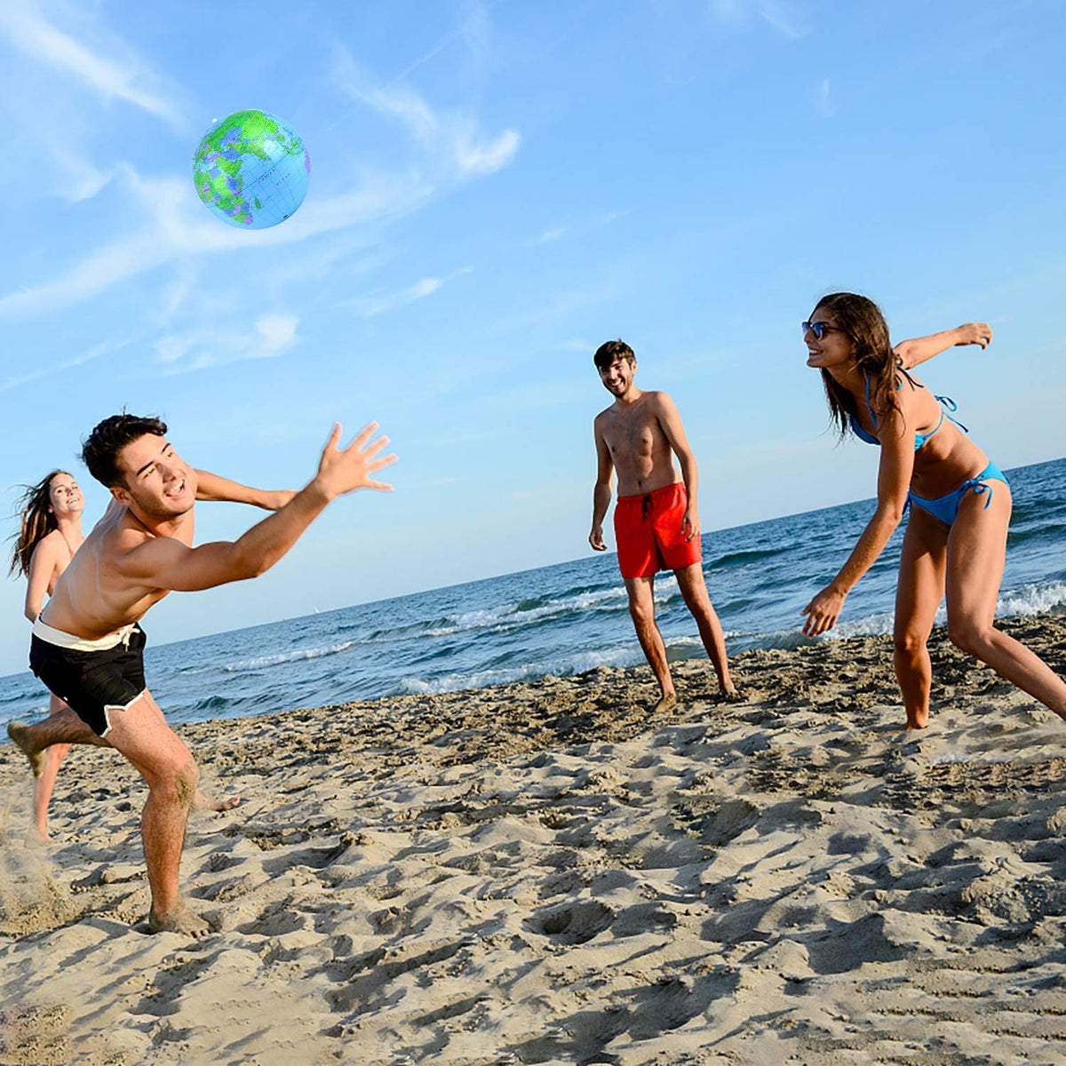 Coopay inflatable globe beach ball 2 pack, 12 inch PVC world map balls - view 8