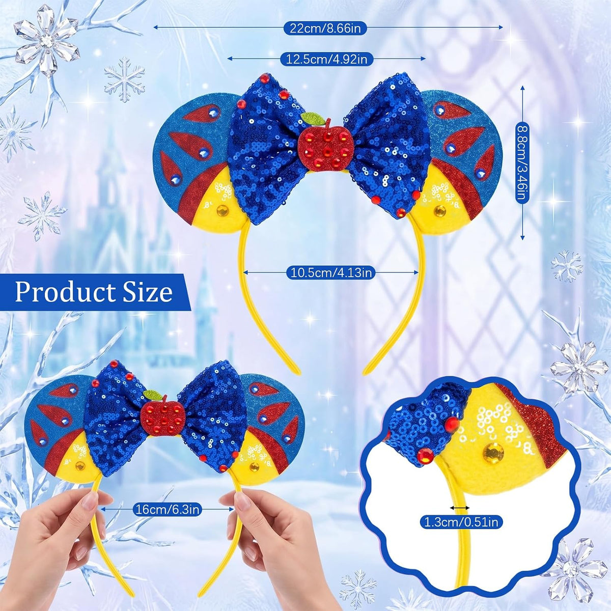 LYLIN Birthday Mouse Ears, Mouse Ears Headband for Women Girls – Fun for Kids & Family - SN Red Apple - image 3