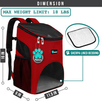 PetAmi Cat Backpack Carrier for Small Dogs and Large Cats - Red - image 2
