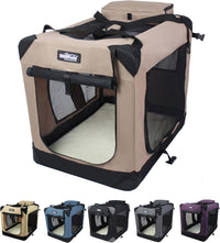 EliteField 3-Door Soft Dog Crate with Bed & Carrying Bag – Essentials for Dogs - Khaki / 30.0"L x 21.0"W x 24.0"H
