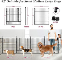 Dog Playpen 32 inch 40 Panels Indoor Outdoor Dog Pen for Medium/Small Dogs Heavy Duty Metal Dog Fence Outdoor for Yard, Puppy Playpen with Door Portable Pet Fence for RV Camping Yard