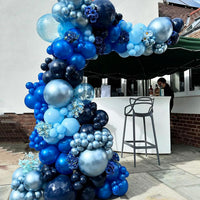 Blue Silver Balloon 12Inch Dark Metallic Blue Silver Confetti Latex - Blue Silver - image 4