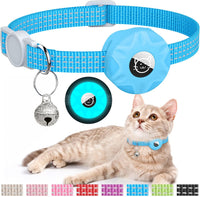 AirTag Cat Collar, Reflective Kitten Collar Breakaway – Essentials for Cats - Luminous blue