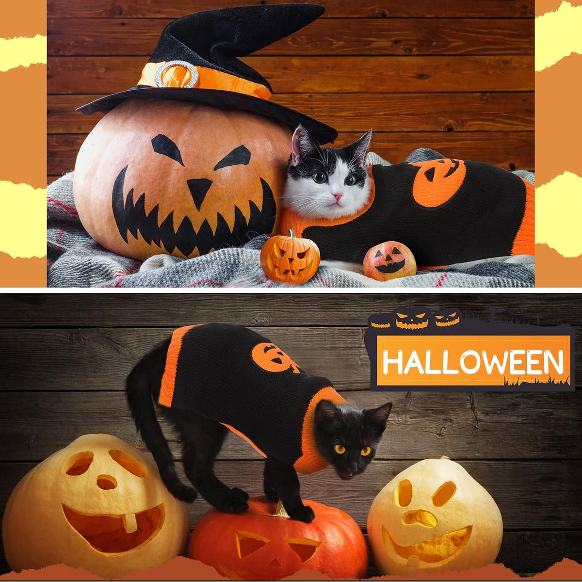 3 Pcs Halloween Thanksgiving Christmas Dog Kint Sweaters Sets, S – Essentials for Dogs - Large / Turkey,Santa,Pumpkin - image 2