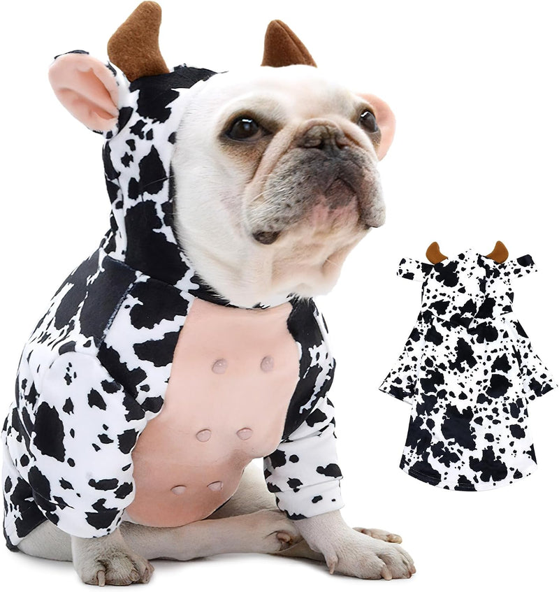 Dog Cow Costume for Halloween, Black and White - Cow / Large