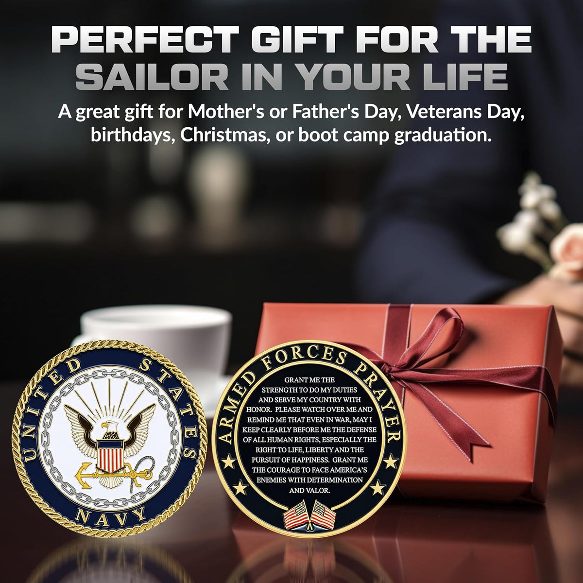 Military Gift Shop Air Force Armed Forces Prayer Coin - Navy - image 4