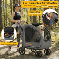 PAWZIDEA 3-in-1 Large Dog Stroller with Detachable Carrier - Mid-Hemp Grey - image 3