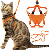 Houdini Escape Proof Cat Harness and Leash – Essentials for Cats - Orange / S