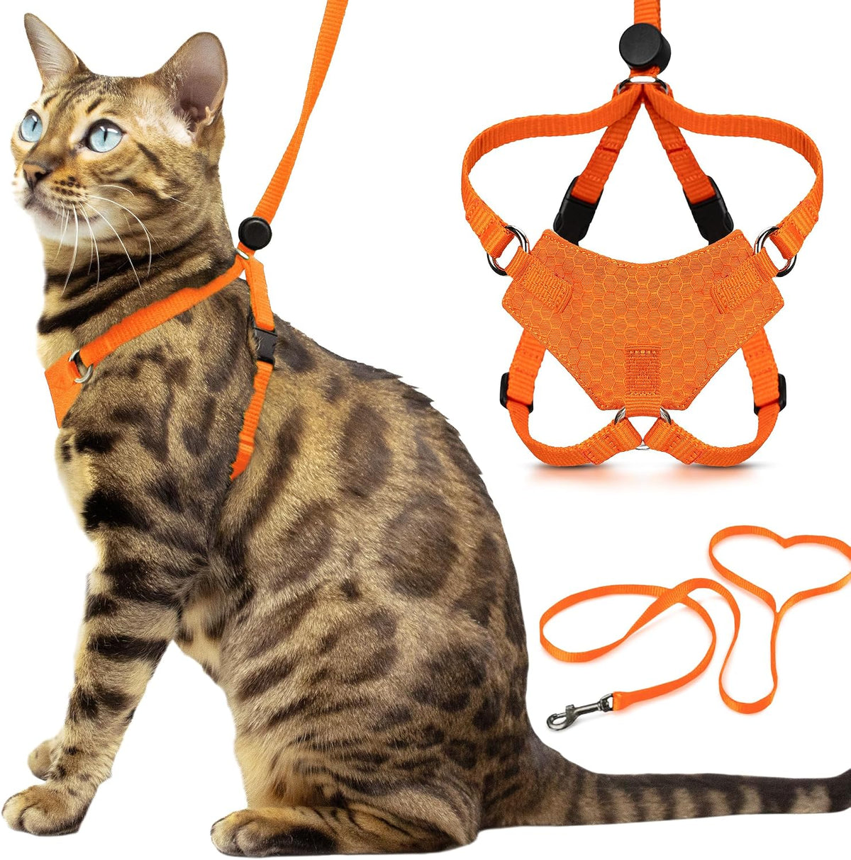 Houdini Escape Proof Cat Harness and Leash – Essentials for Cats - Orange / S