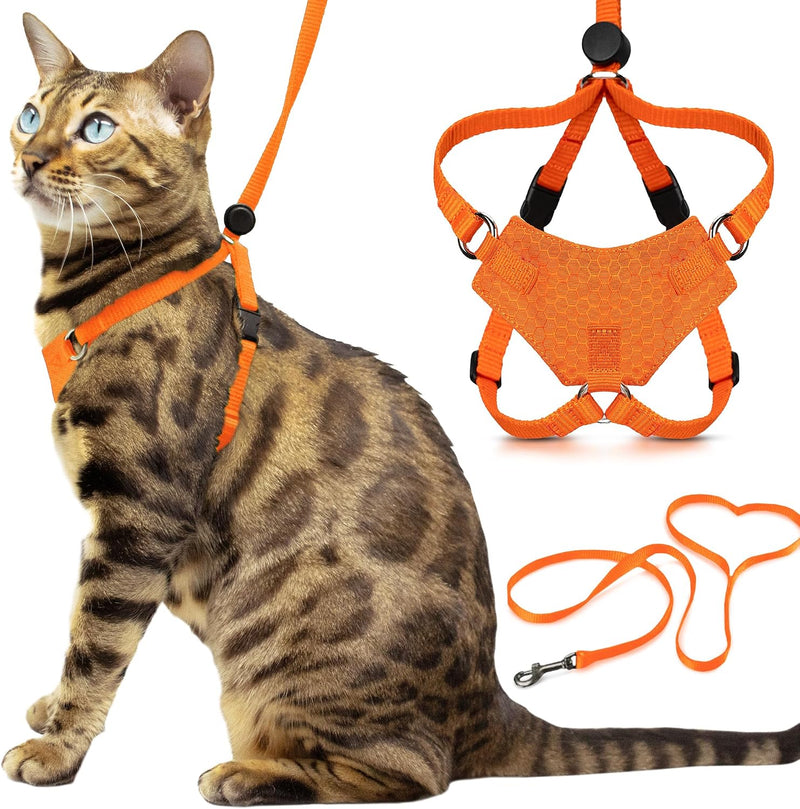 Houdini Escape Proof Cat Harness and Leash – Essentials for Cats - Orange / S