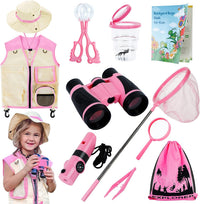 INNOCHEER Kids Explorer Kit & Bug Catcher Kit & Safari Costume Kit - Pink