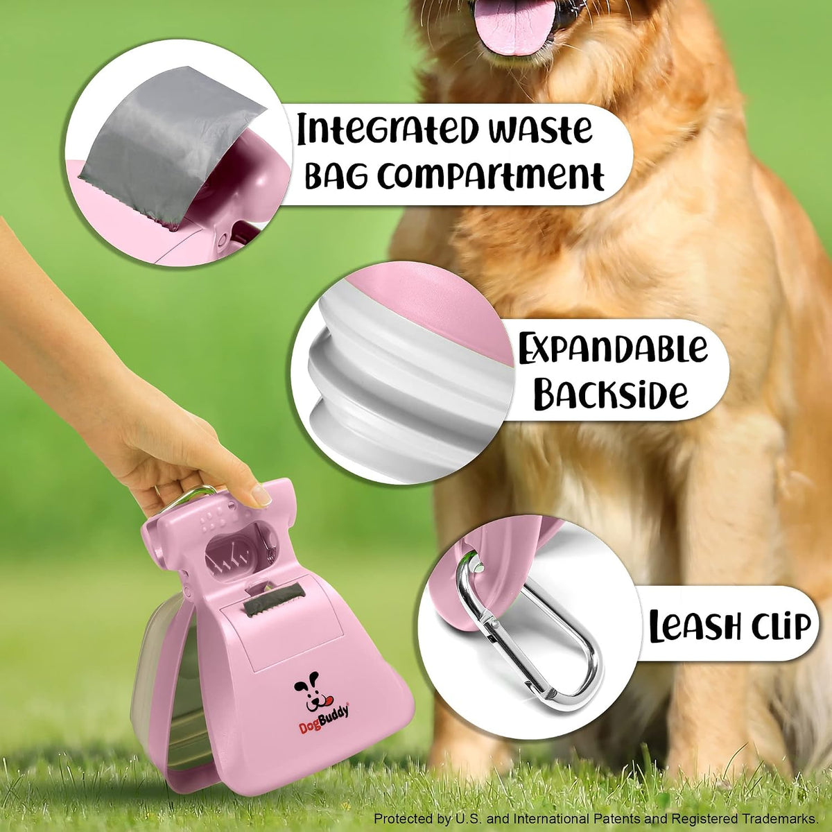 DogBuddy Pooper Scooper, Portable Dog Pooper Scooper - Medium / Pink - image 4