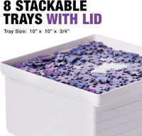 Tidyboss 8 Puzzle Sorting Trays with Lid 8" x 8" - White / 10"x10" - image 2