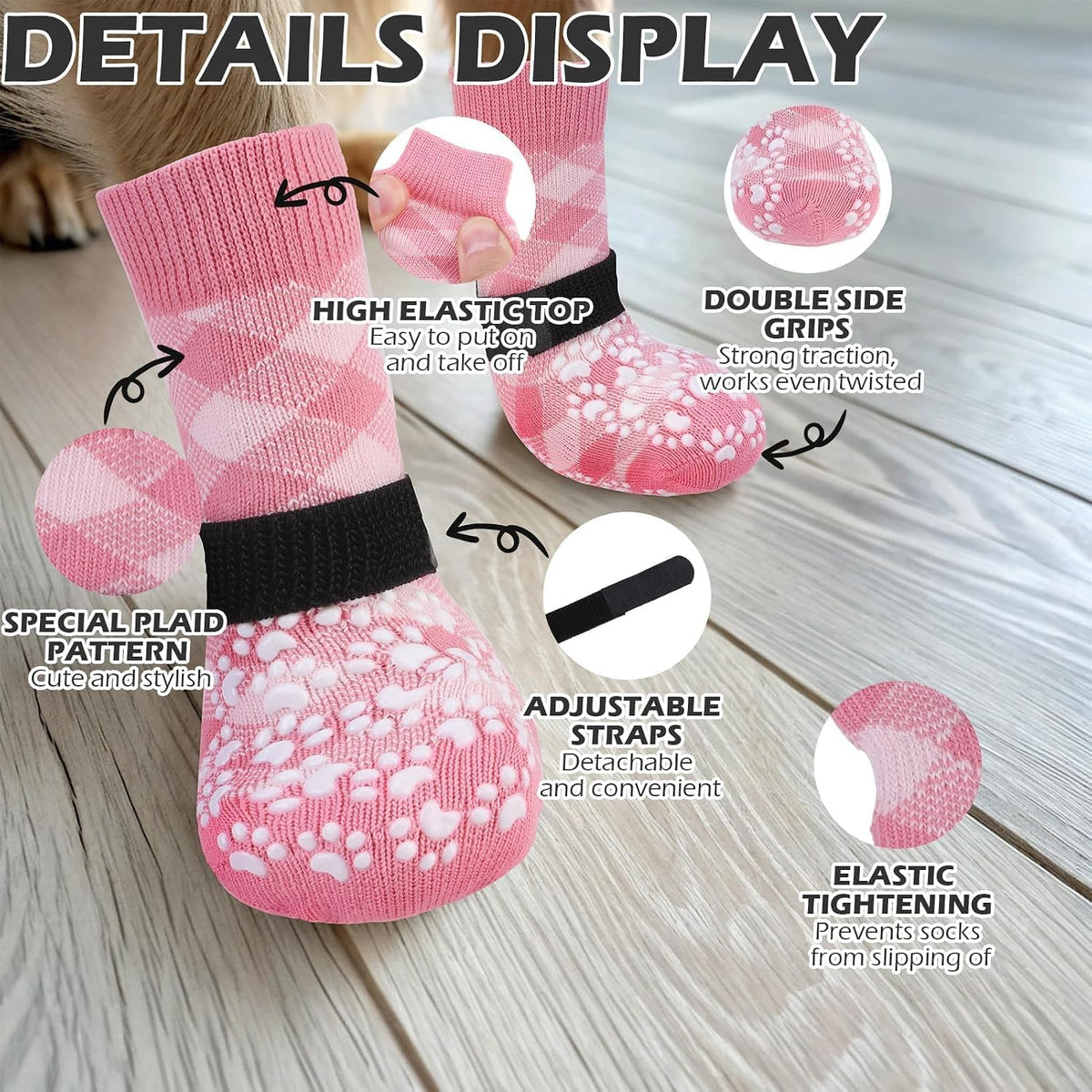 EXPAWLORER Dog Socks for Hot Pavement Summer to Prevent Licking Paws - Medium / Pink - image 3