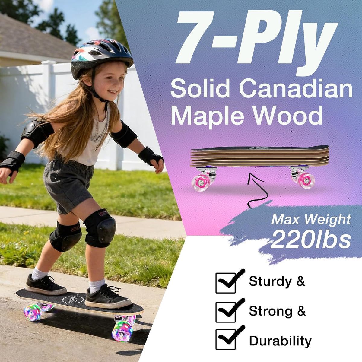 BELEEV 22 inch Skateboards for Kids - Starlight Purple - image 3