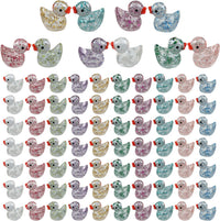 Cidinge 60 Pcs Mini Resin Ducks Luminous Tiny Ducks Miniature Duck - Glitter Ducks