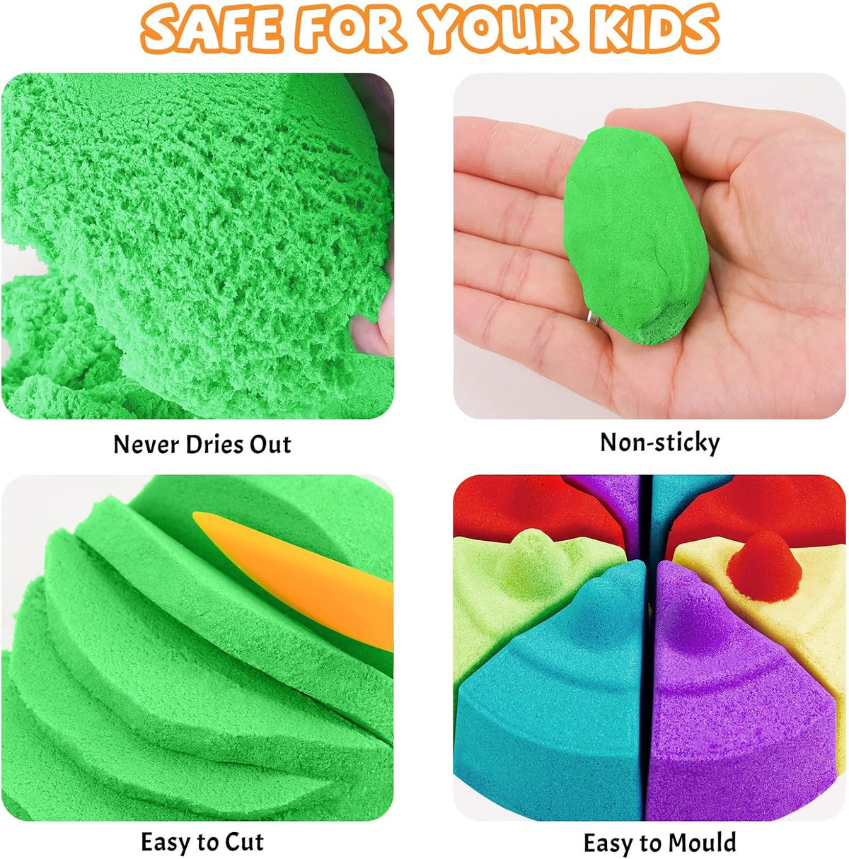 NiToy FlexiSand 11lbs Toy Sand 5 Colors Self-Sticking Non-Toxic - Green - image 2