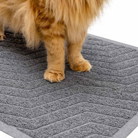 Cat Litter Box Mat, Kitty Premium PVC Pad, Durable Trapping Rug - 35x23 Inch (Pack of 1) / #04 Grey