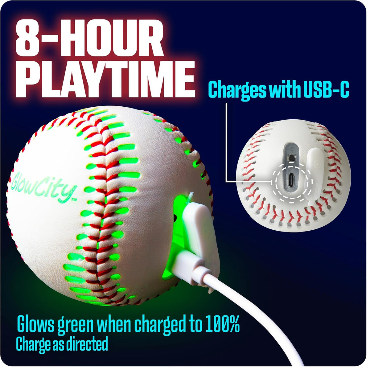 GlowCity Premium Leather LED Rechargeable Light-Up Baseball - image 3