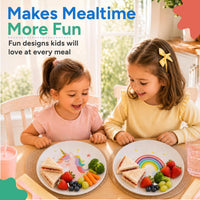 Tiny Expressions Construction Plates for Toddlers, 10" Set of 4 - Multicolor / Rainbow Unicorn - image 3