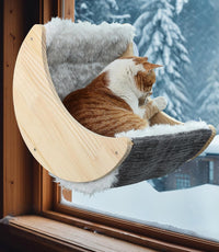 Cat Window Perch, Plywood Moon Bed with 4 Heavy-Duty Suction Cups – Essentials for Cats - Faux-fur - image 3