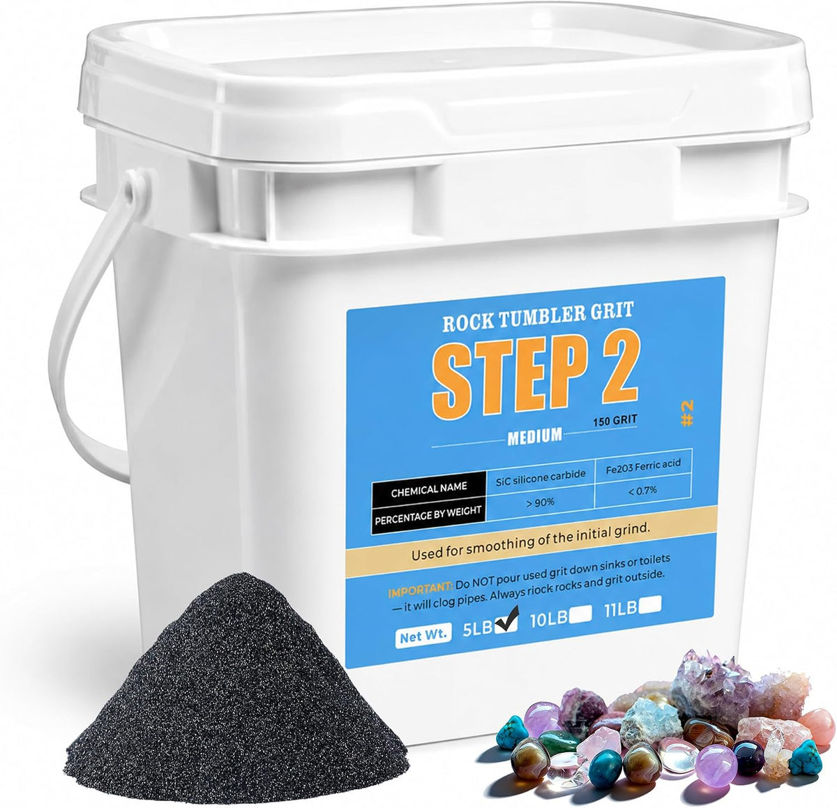 KomeStone 6 lb rock tumbler grit and polish refill kit in 4 bottles - view 2
