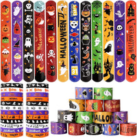 MGparty Halloween party favors, 72 slap bracelets and rubber wristbands with spooky designs