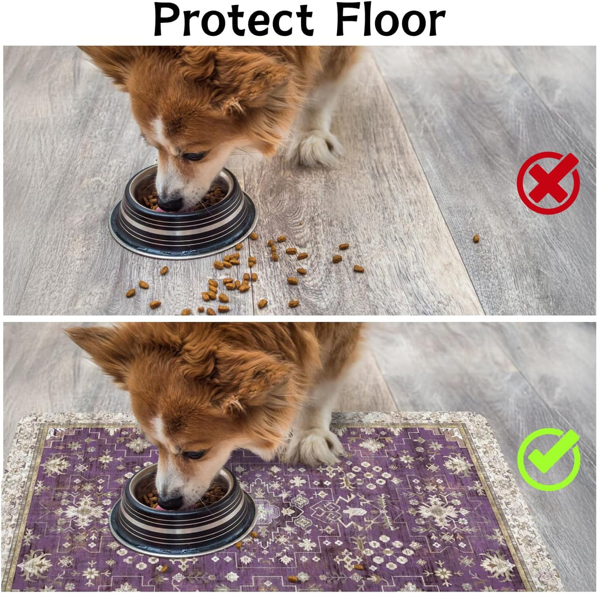 Pet Food Mats for Floor, Absorbent Dog Mat for Food and Water Dispenser Mat, Dog Food Mat Quick Dry - Purple / 24"L x 16"W - image 3