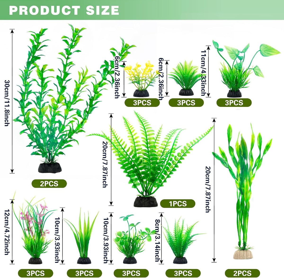 Ameliade Aquarium Artificial Plastic Plants Large Fish Tank Decor - image 3