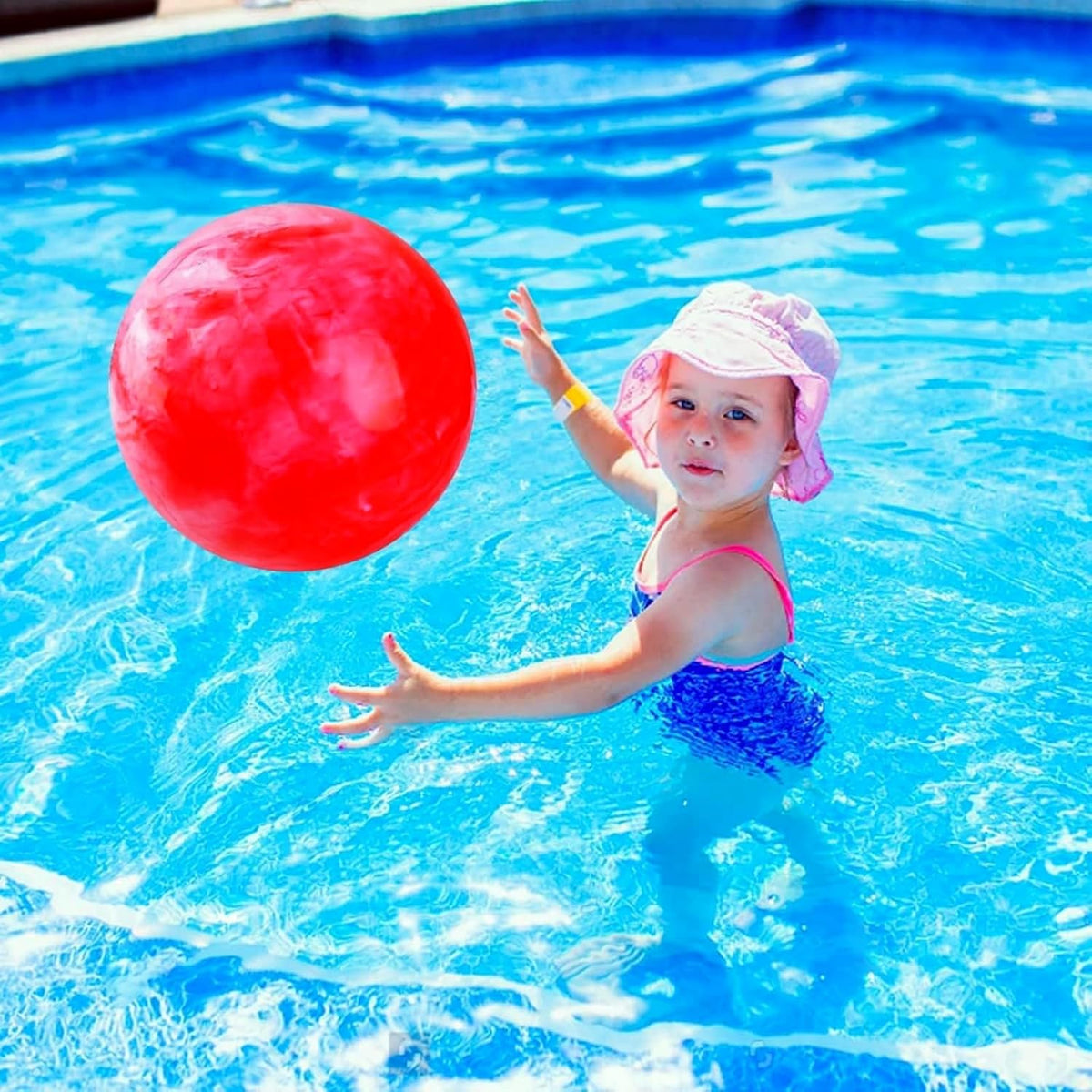 2 Pcs Playground Balls for Kids, Inflatable Bouncy Balls, Red - Red, Blue / 18 inch - image 3