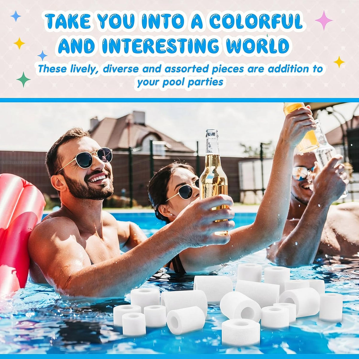 Frienda pool noodle bits, 50 colorful foam noodle pieces in assorted sizes - view 34