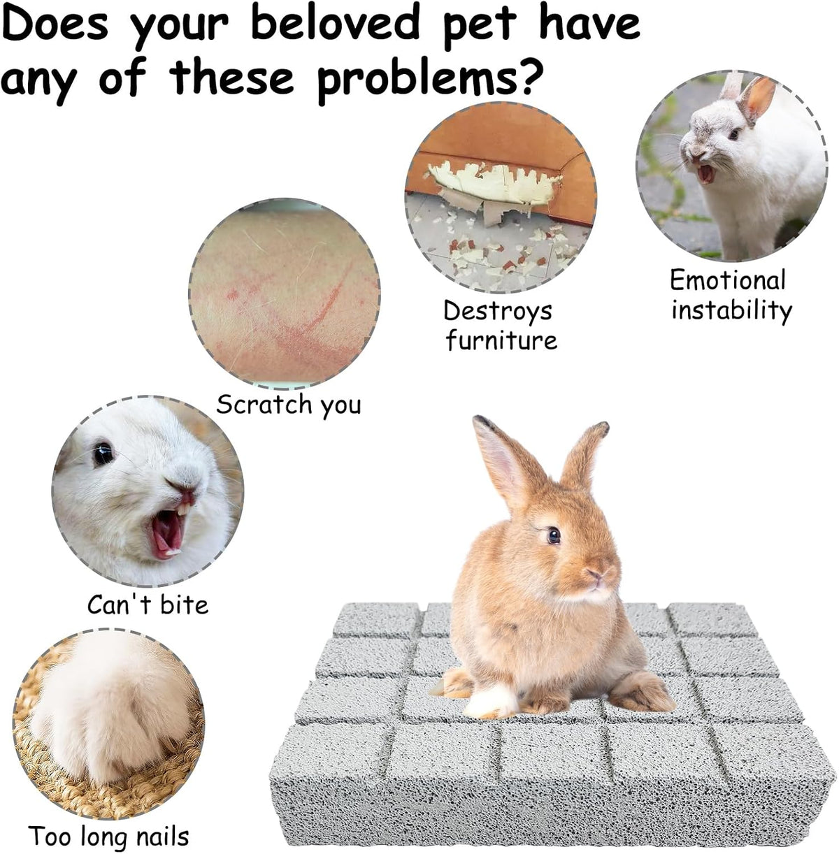 Hamiledyi 2PCS Rabbit Scratching Pads Bunny Lava Grinding Claw Pads - White-2pcs - image 4