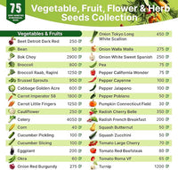 75 Herb & Vegetable Seeds Variety Pack, Garden Seed Starter Kit - Over 47,380 Non-GMO Heirloom Seeds for Planting Vegetables and Herbs Garden Seeds Gift Seed Box with Gardening Supplies, Survival Kit