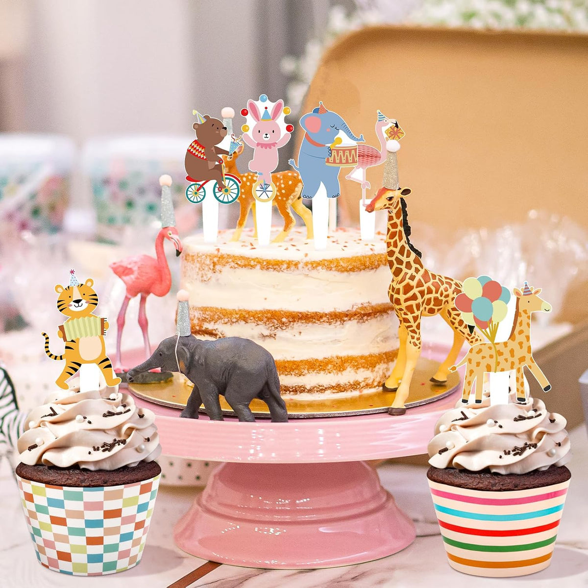 Hooqict carnival circus cupcake toppers and wrappers set, 48 pieces - view 40