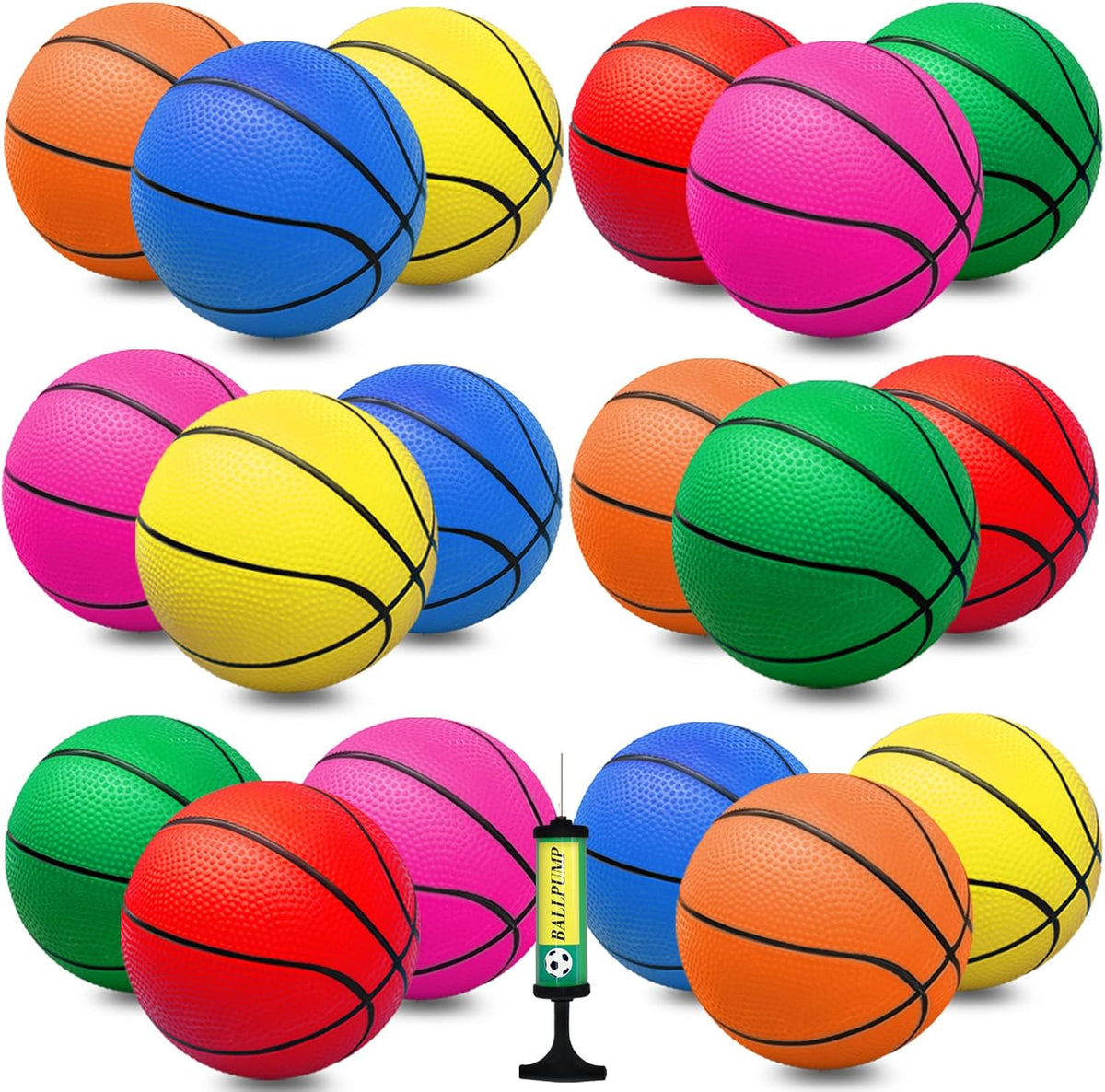 Oleitodh 42 piece colorful 5 inch mini basketball balls with air pump