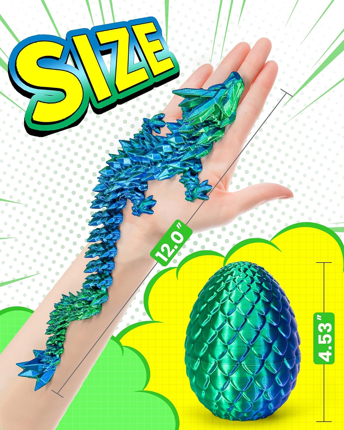 TBOLINE 12" 3D Printed Dragon Egg - Laser Green - image 4