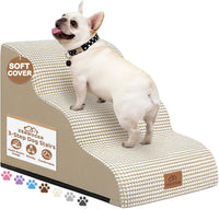Zerbuger Dog Ramp and Stairs for Bed, Coffee 3 Steps 16" H - Beige / 3