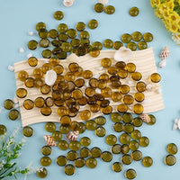 Amber Glass Marbles, 0.97LB Transparent and Smooth Mancala Stones, Yellow Flat Glass Beads for Vases, Mosaic Gem Pebbles for Aquarium Decor, Floral Arrangements Vase Filler and Crafts,Approx.80-100PCS