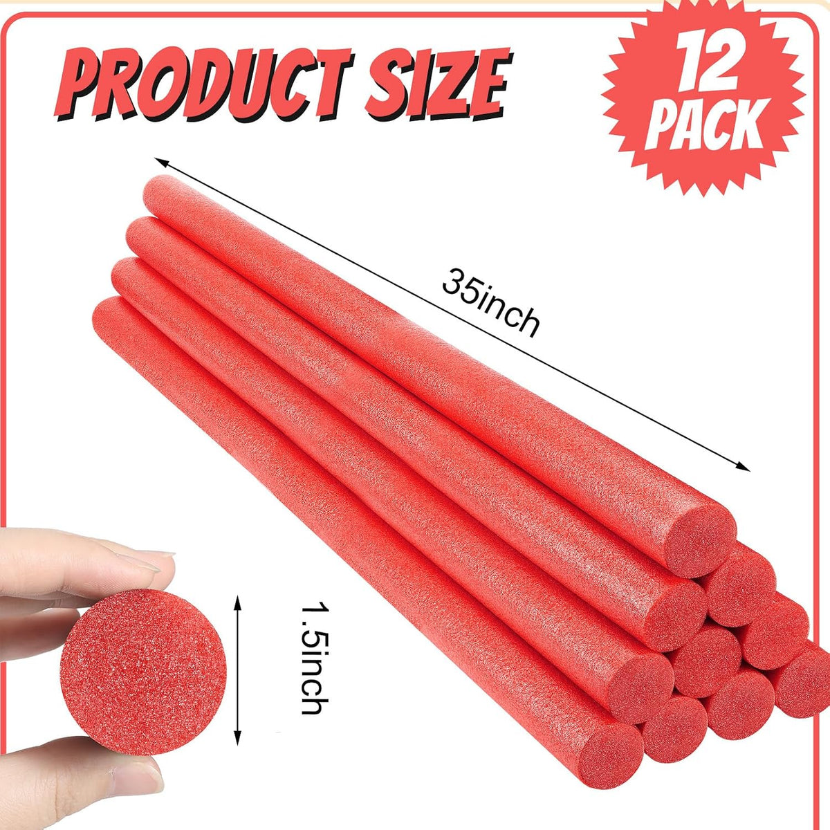 Kathfly 12 pack solid foam pool noodles, 1.5 x 35 inch, white - view 8
